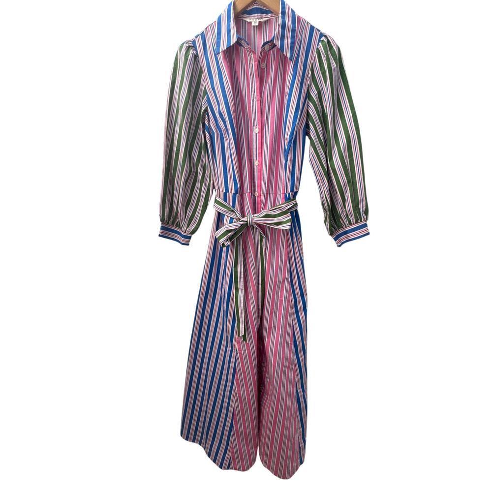 Boden Clara Striped Cotton Maxi Shirt Dress